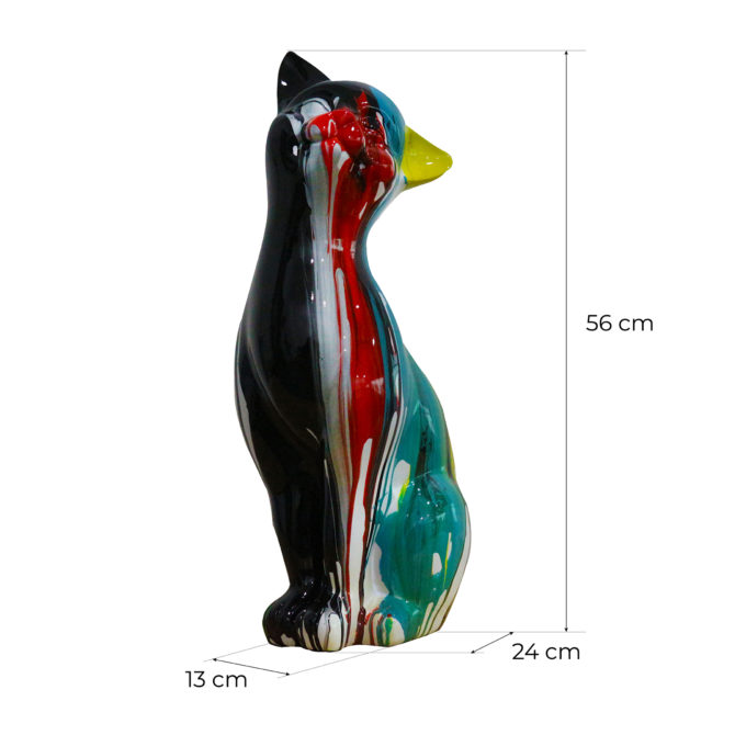 Figura Gato Kuatéh Nanna 24x13x53 cm Negro Multicolor - Imagen 2