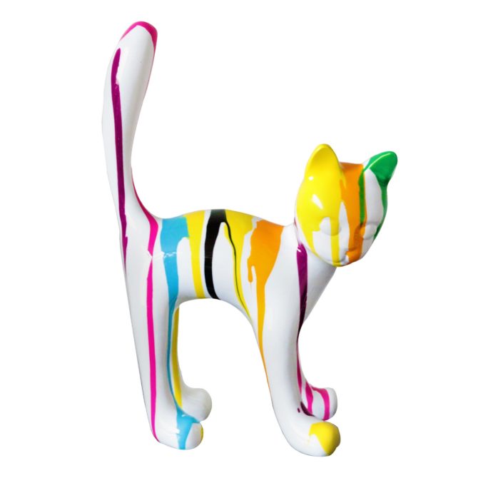 Figura Decorativa Gato Kuatéh Bastet 22x12x31 cm Blanco Multicolor