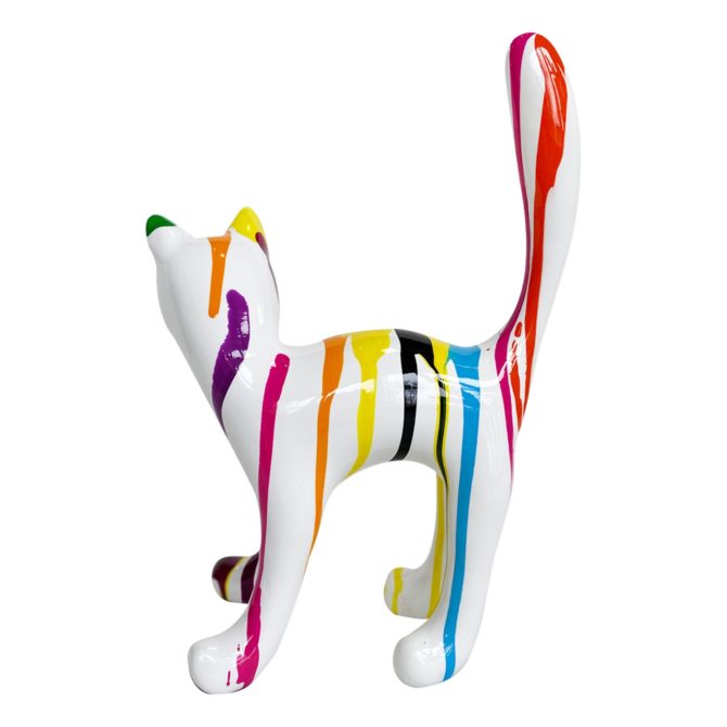 Figura Decorativa Gato Kuatéh Bastet 22x12x31 cm Blanco Multicolor - Imagen 4