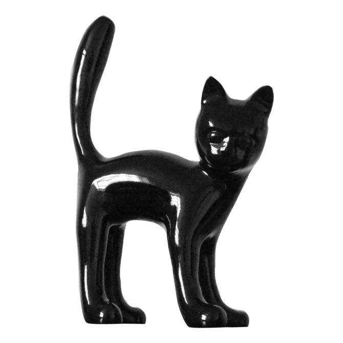 Figura Gato Kuatéh Bastis 22x12x31 cm Negro