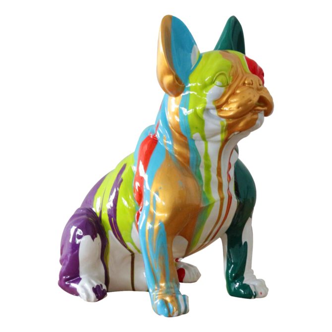 Figura Boston Terrier Sentado Kuatéh Nina 40x29x45 cm Multicolor