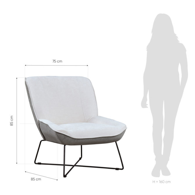 Sillón Marche Pärumm 75x85x85 cm Gris con Patas de Metal - Imagen 4