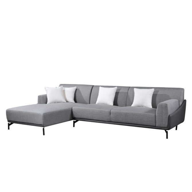 Sofá con Chaiselongue a la Izquierda Pärumm Puglia 300x90/175x80 cm 3 Plazas Gris con Cojines