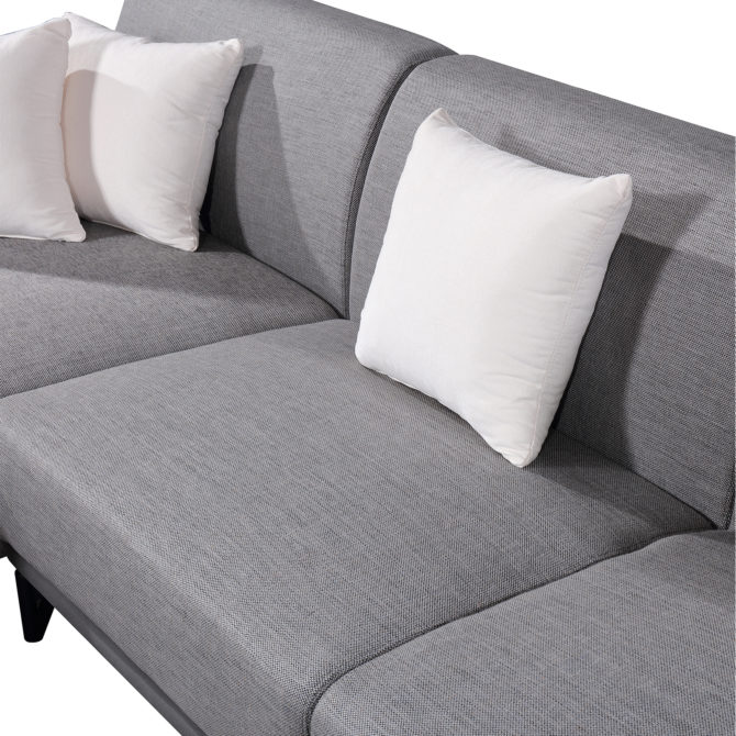 Sofá con Chaiselongue a la Izquierda Pärumm Puglia 300x90/175x80 cm 3 Plazas Gris con Cojines - Imagen 3