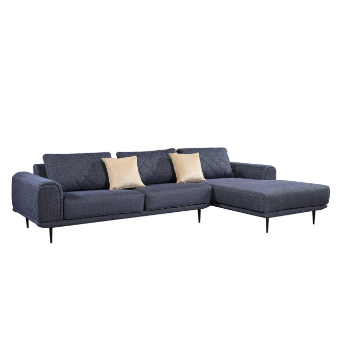 Sofá con Chaiselongue a la Derecha Pärumm Abruzzo 300x95/175x85 cm Azul Jaspeado con Cojines