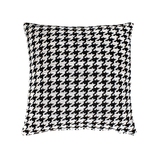 Cojín con Relleno con Estampado Pata de Gallo Kuatéh Ribe 45x45 cm Negro y Blanco