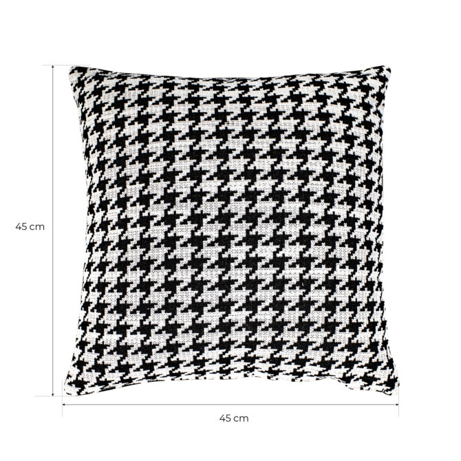 Cojín con Relleno con Estampado Pata de Gallo Kuatéh Ribe 45x45 cm Negro y Blanco - Imagen 4