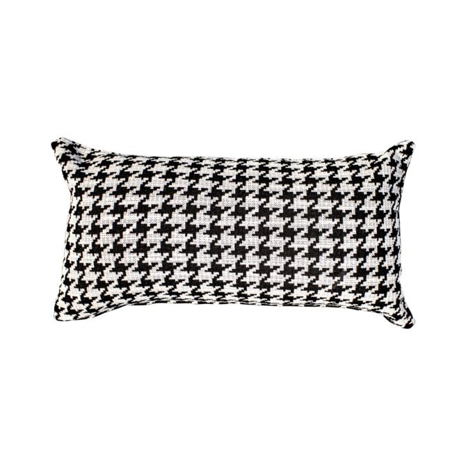 Cojín con Relleno con Estampado Pata de Gallo Kuatéh Ribe 55x30 cm Negro y Blanco