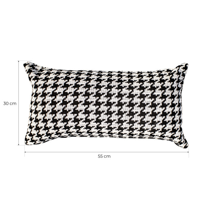 Cojín con Relleno con Estampado Pata de Gallo Kuatéh Ribe 55x30 cm Negro y Blanco - Imagen 4