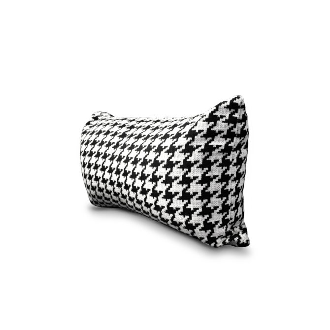 Cojín con Relleno con Estampado Pata de Gallo Kuatéh Ribe 55x30 cm Negro y Blanco - Imagen 2