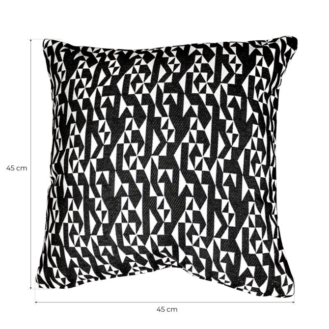 Funda de Cojín con Estampado Geométrico Kuatéh Breda 45x45 cm Negro y Blanco - Imagen 4