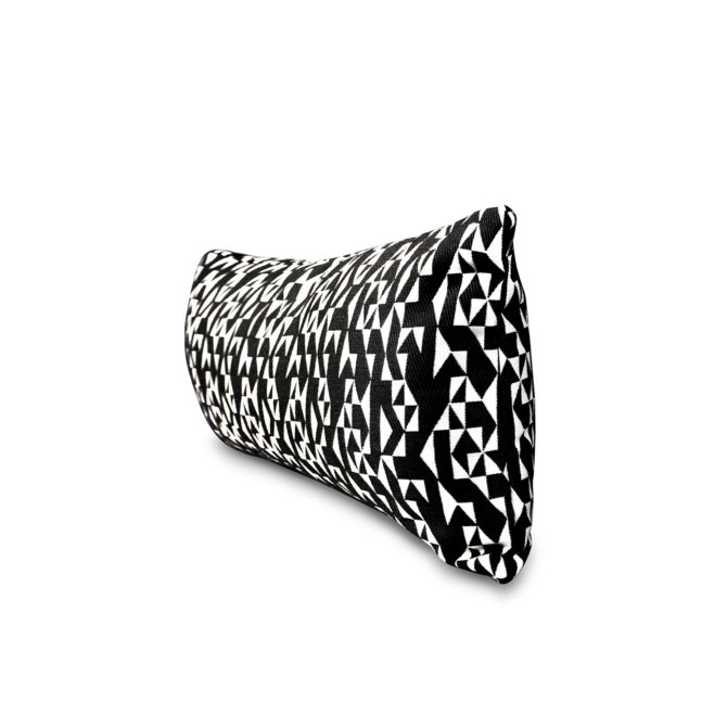 Funda de Cojín con Estampado Geométrico Kuatéh Breda 55x30 cm Negro - Imagen 2