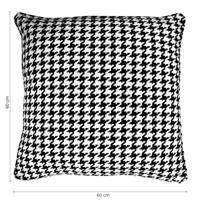 Funda de Cojín con Estampado Pata de Gallo Kuatéh Ribe 60x60 cm Negro y Blanco - Imagen 4