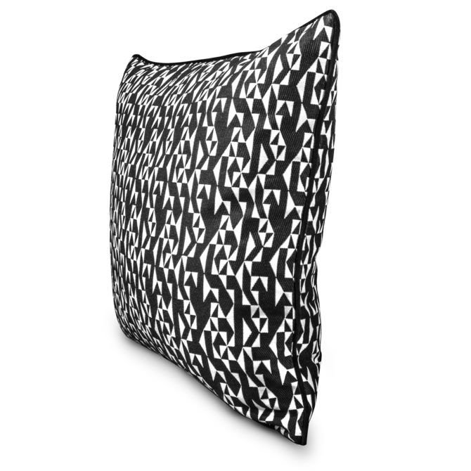 Funda de Cojín con Estampado Geométrico Kuatéh Breda 60x60 cm Negro - Imagen 2