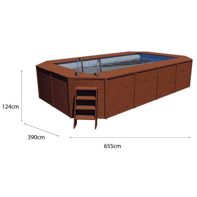 Piscina Madera Panelada K2O con Depuradora de Arena 655x390x124 cm K2O y Escalera - Imagen 4