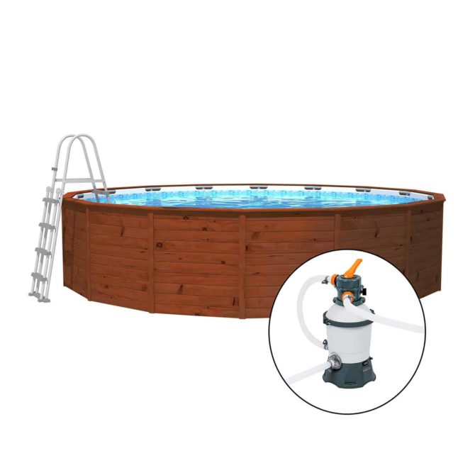 Piscina Madera Panelada K2O con Depuradora de Arena 475×127 cm y Escalera - Imagen 3