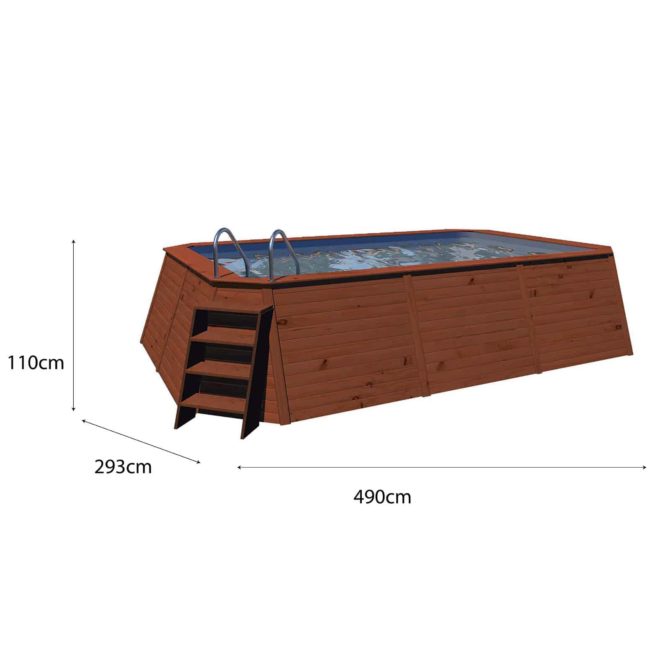 Piscina Madera Panelada K2O con Depuradora de Arena 490x293x126 cm y Escalera - Imagen 4