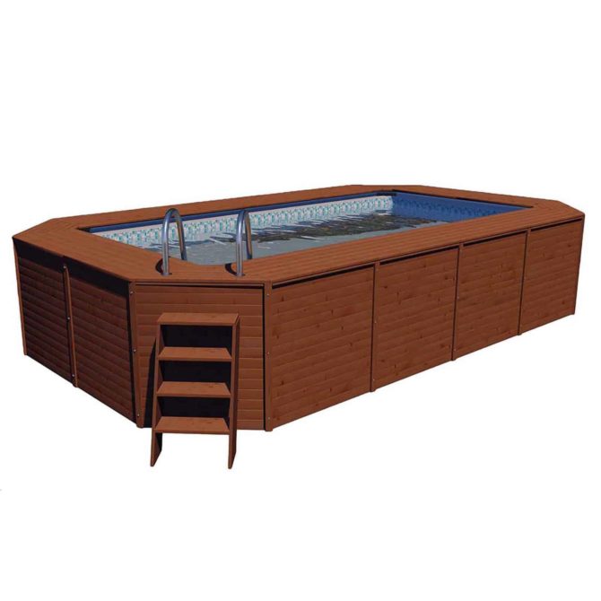 Piscina Madera Panelada K2O con Depuradora de Arena 655x390x124 cm K2O y Escalera