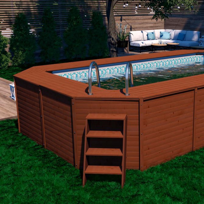 Piscina Madera Panelada K2O con Depuradora de Arena 655x390x124 cm K2O y Escalera - Imagen 2