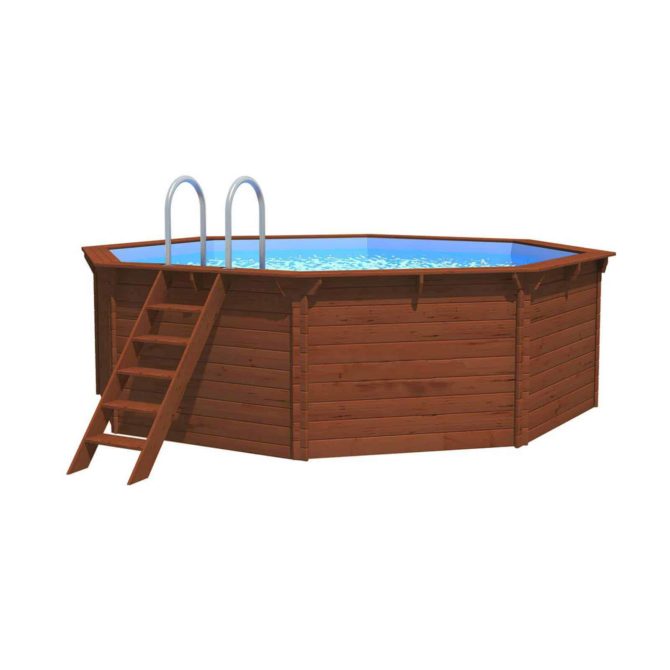 Piscina Madera Machihembrada Depuradora de Arena 440x130 cm K2O con Escalera