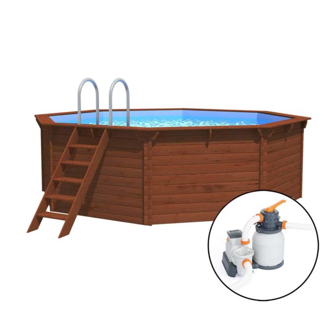 Piscina Madera Machihembrada Depuradora de Arena 440x130 cm K2O con Escalera - Imagen 3