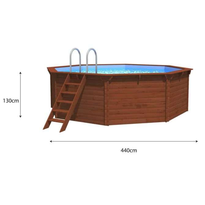 Piscina Madera Machihembrada Depuradora de Arena 440x130 cm K2O con Escalera - Imagen 4