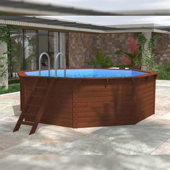 Piscina Madera Machihembrada Depuradora de Arena 440x130 cm K2O con Escalera - Imagen 5