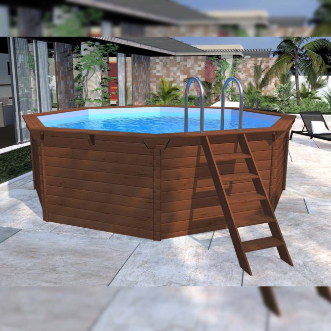 Piscina Madera Machihembrada Depuradora de Arena 440x130 cm K2O con Escalera - Imagen 2