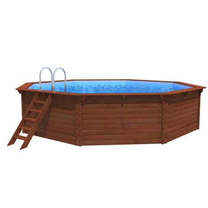 Piscina Madera Machihembrada con Depuradora de Arena 520x130 cm K2O con Escalera