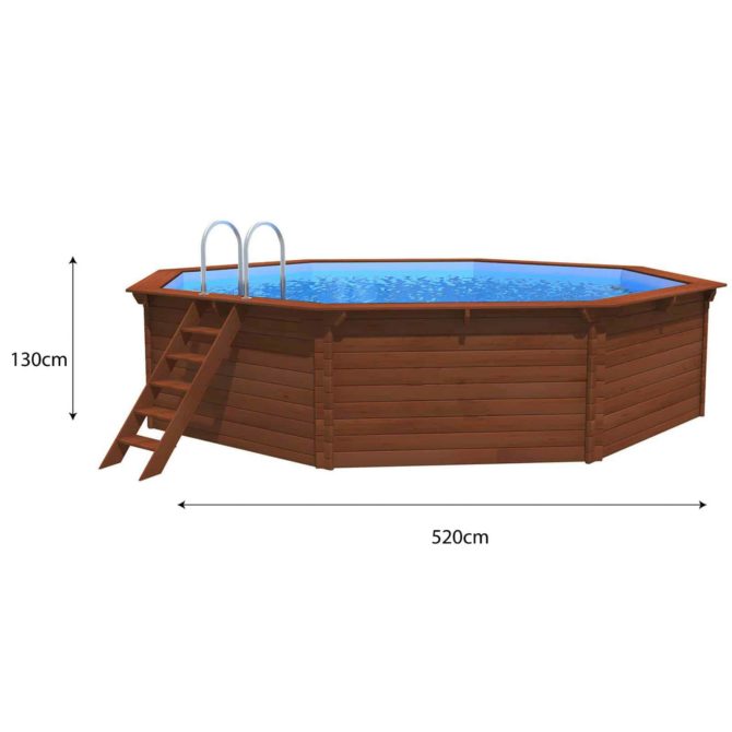 Piscina Madera Machihembrada con Depuradora de Arena 520x130 cm K2O con Escalera - Imagen 4