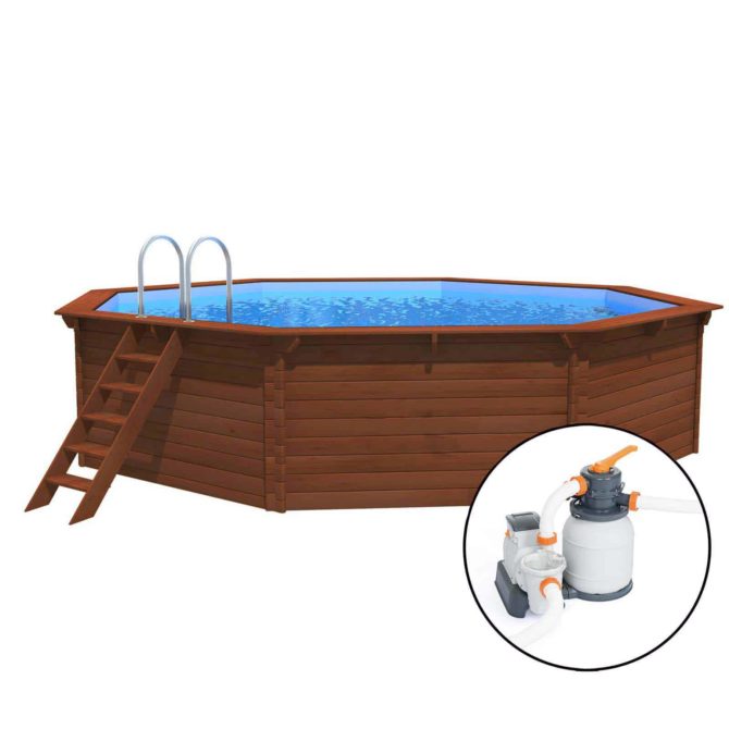 Piscina Madera Machihembrada con Depuradora de Arena 520x130 cm K2O con Escalera - Imagen 3