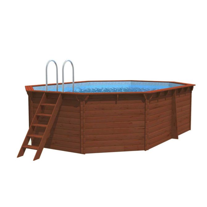 Piscina Madera Machihembrada Depuradora de Arena 488x317x128 cm K2O con Escalera