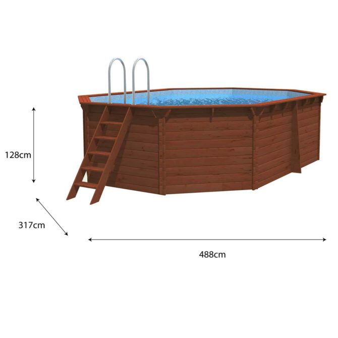 Piscina Madera Machihembrada Depuradora de Arena 488x317x128 cm K2O con Escalera - Imagen 4