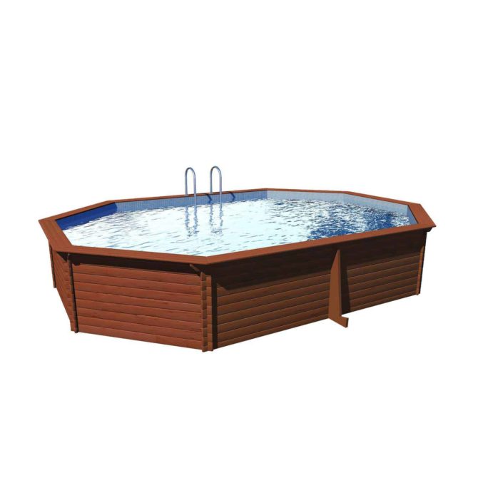 Piscina Madera Machihembrada Depuradora de Arena 645x410x130 cm K2O con Escalera