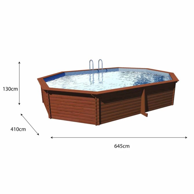 Piscina Madera Machihembrada Depuradora de Arena 645x410x130 cm K2O con Escalera - Imagen 4