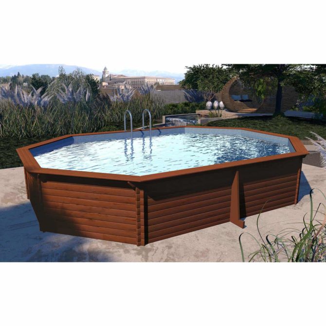 Piscina Madera Machihembrada Depuradora de Arena 645x410x130 cm K2O con Escalera - Imagen 2