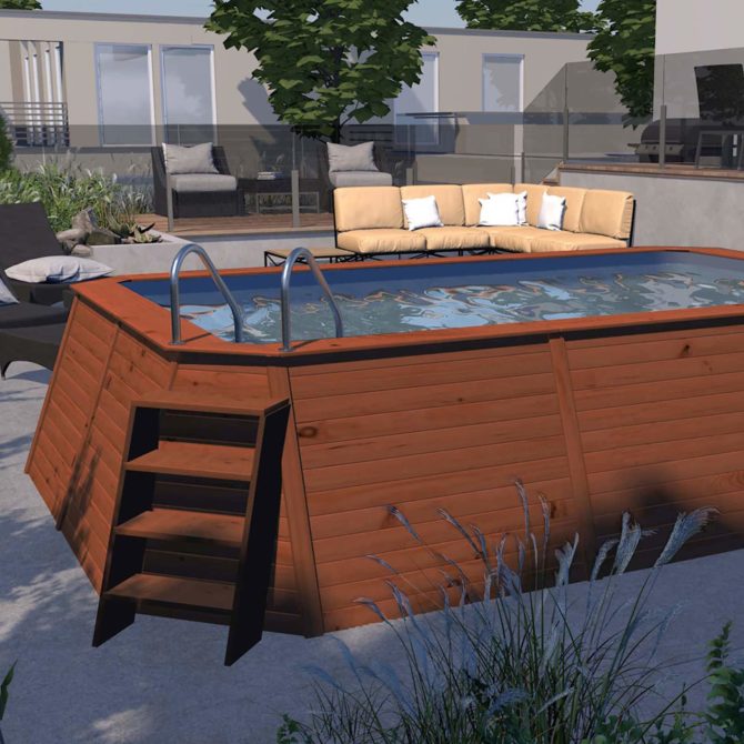 Piscina Madera Panelada K2O con Depuradora de Arena 490x293x126 cm y Escalera - Imagen 5