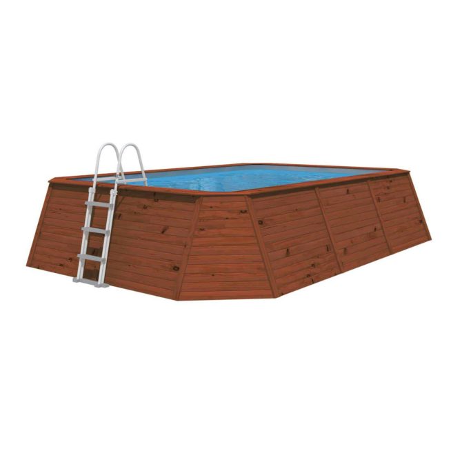 Piscina de Madera Panelada K2O con Depuradora de Cartucho 345x255x107 cm y Escalera