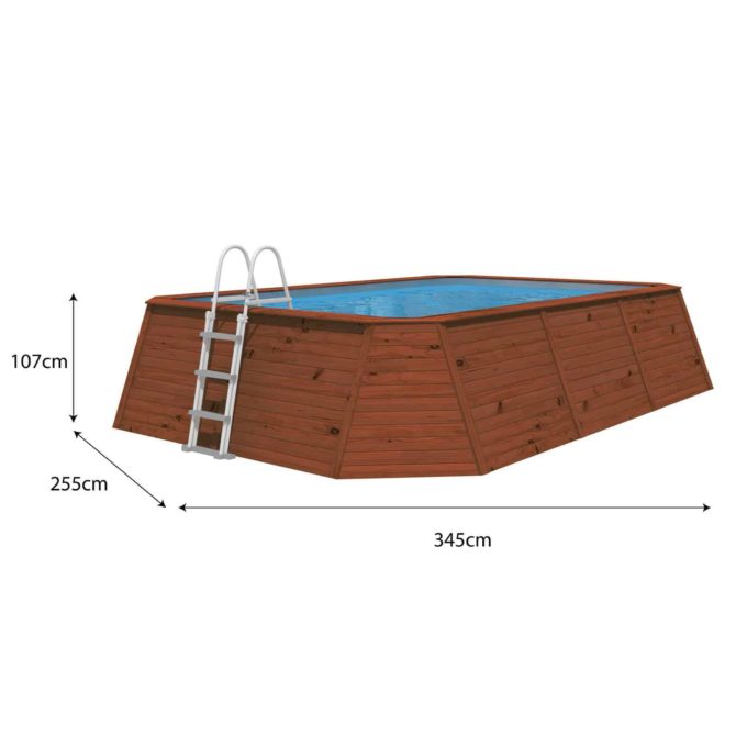 Piscina de Madera Panelada K2O con Depuradora de Cartucho 345x255x107 cm y Escalera - Imagen 4