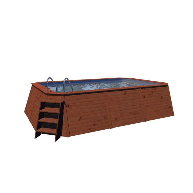 Piscina Madera Panelada K2O con Depuradora de Cartucho 490x293x110 cm y Escalera