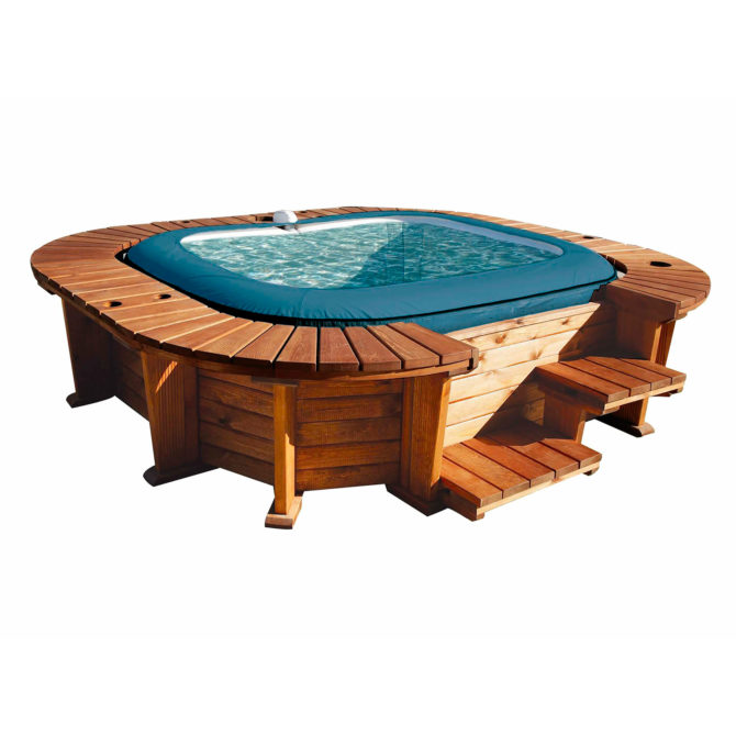 Spa Hinchable con Estructura de Madera K2O Palm Beach 250x275x71 cm para 4-6 personas con Hydrojets y Airjets