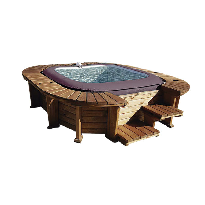 Spa Hinchable con Estructura de Madera K2O Royal Beach 271x296x80 cm para 5-7 personas con Hydrojets y Luz LED