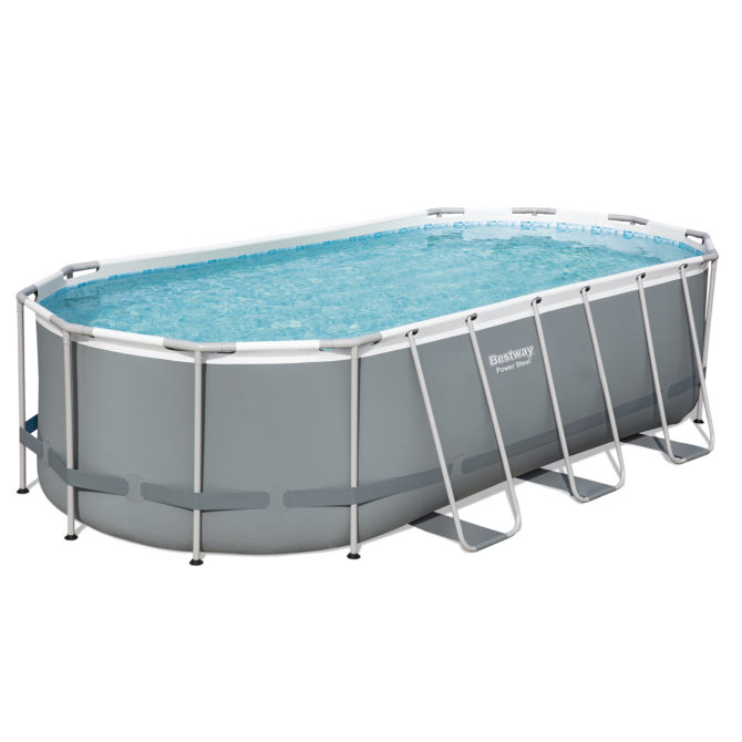 Piscina Desmontable Tubular Bestway Power Steel Oval 549x274x122 cm Depuradora de arena de 5.678 L/H Con Cobertor y Escalera - Imagen 2