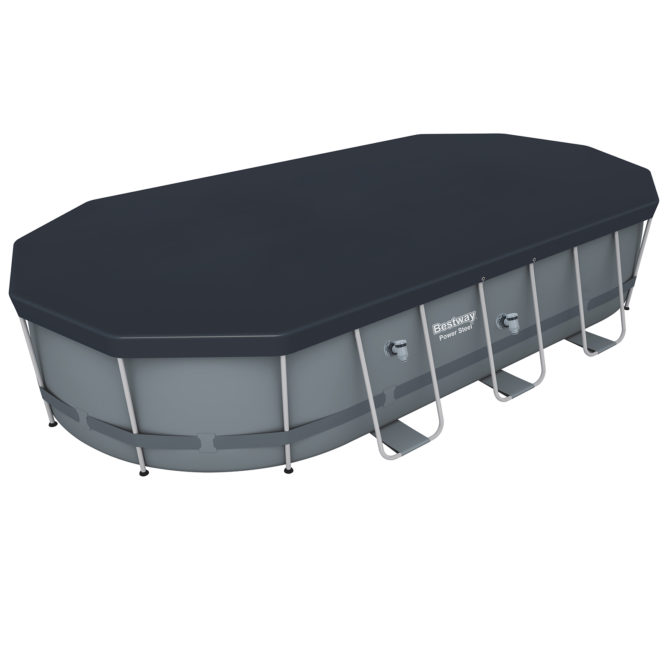 Piscina Desmontable Tubular Bestway Power Steel Oval 549x274x122 cm Depuradora de arena de 5.678 L/H Con Cobertor y Escalera - Imagen 4