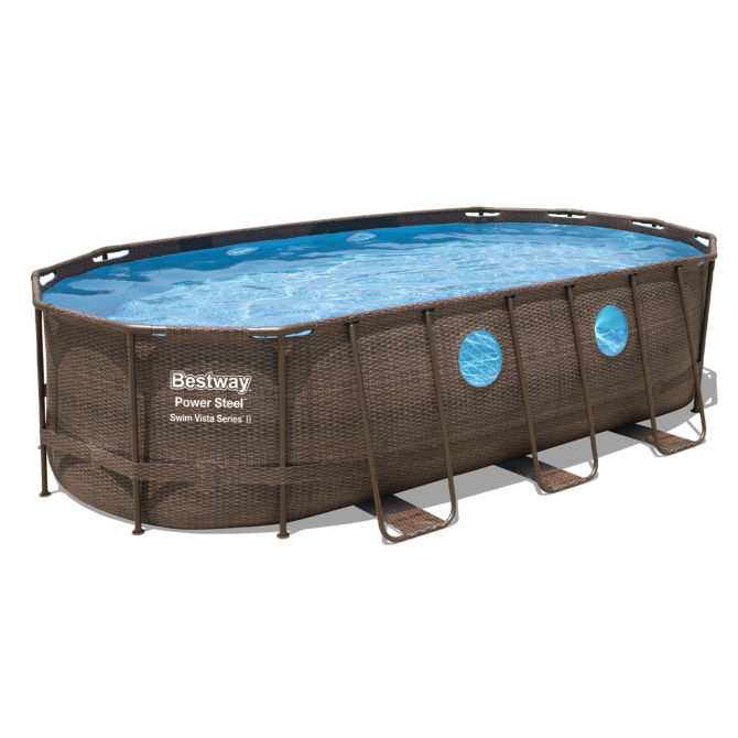 Piscina Desmontable Tubular Bestway Power Steel Diseño Rattan 549x274x122 cm Depuradora de arena de 5.678 L/H - Imagen 2