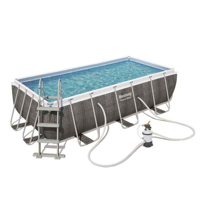 Piscina Desmontable Tubular Bestway Power Steel 404x201x100 cm Depuradora de Arena de 2.006 L/H Con Escalera Diseño Ratán