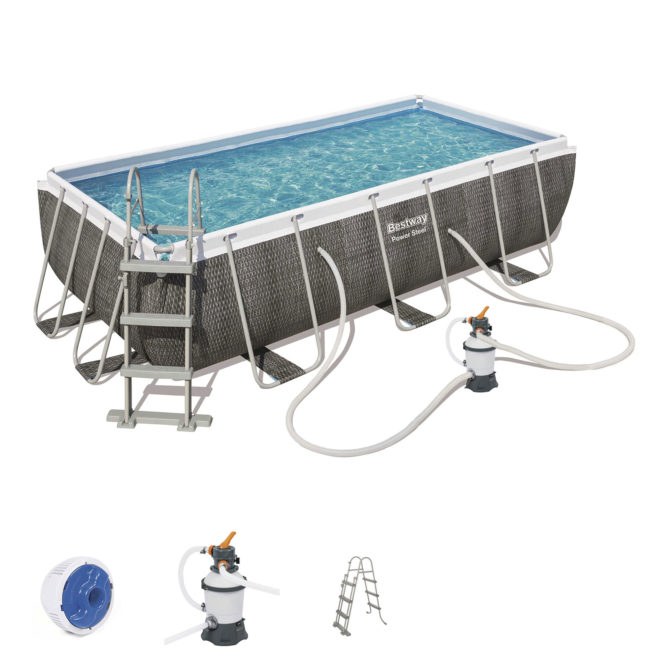 Piscina Desmontable Tubular Bestway Power Steel 404x201x100 cm Depuradora de Arena de 2.006 L/H Con Escalera Diseño Ratán - Imagen 2