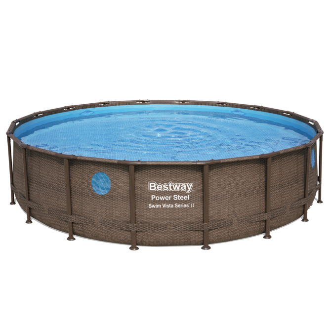 Piscina Desmontable Tubular Bestway Power Steel Swim Vista Diseño Rattan 549x122 cm Depuradora de arena de 5.678 L/H - Imagen 2