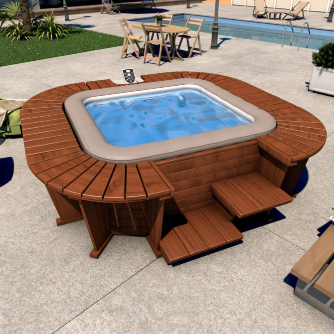 Spa Hinchable con Estructura de Madera K2O Queen Beach 271x296x80 cm para 5-7 Personas con Hydrojets - Imagen 2