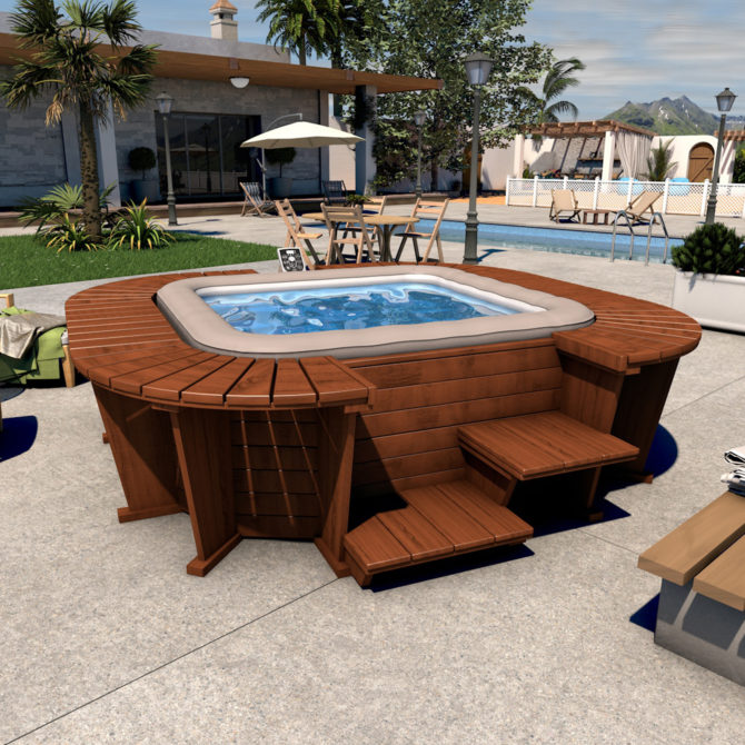 Spa Hinchable con Estructura de Madera K2O Queen Beach 271x296x80 cm para 5-7 Personas con Hydrojets - Imagen 3